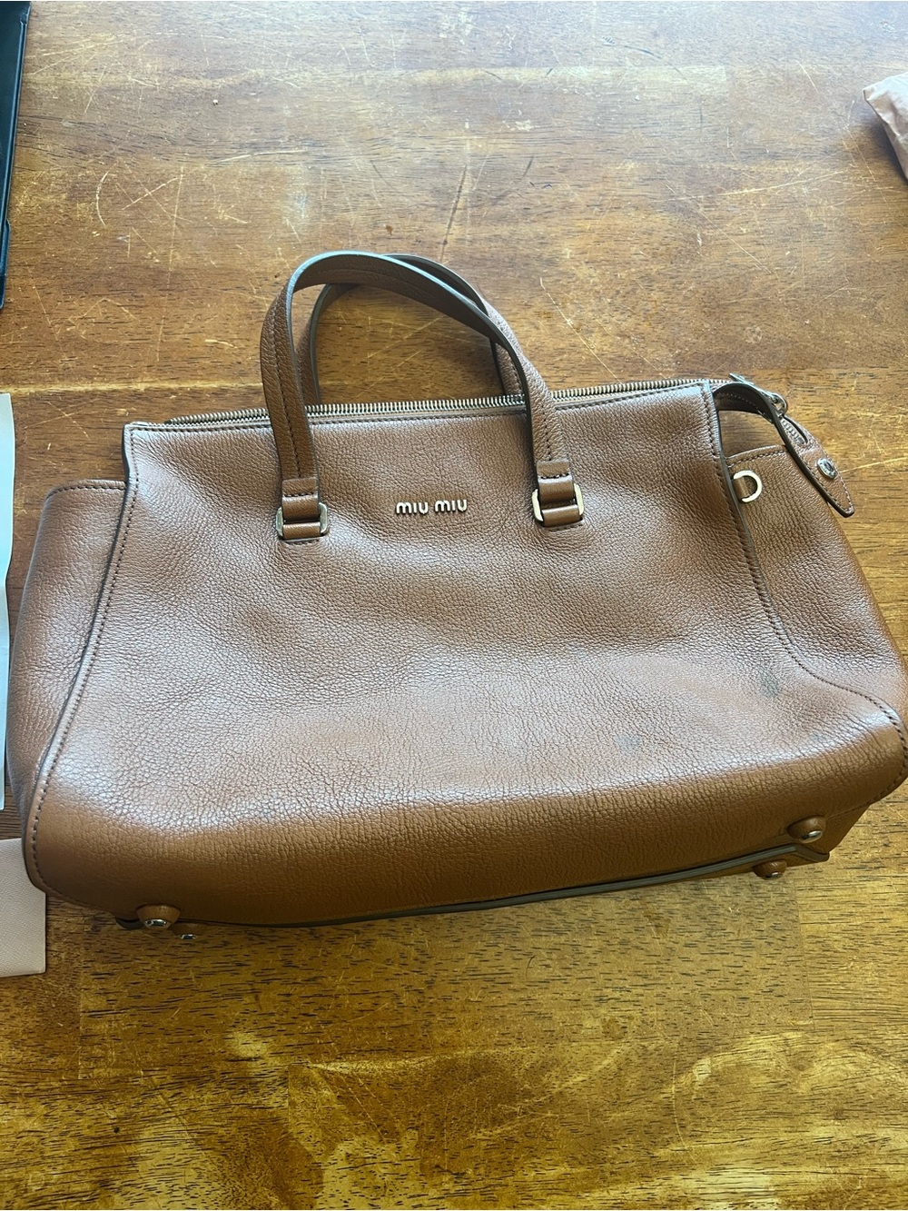 Miu Miu Brown Leather Top-Handle and cross body bag - holds 13 “ laptop